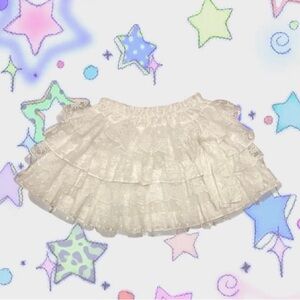 White Layered Lace Ruffle Skirt